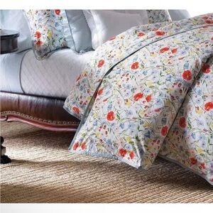 RARE Ralph Lauren Georgica Gardens KING Duvet Cover RL Floral Cotton Spring Blue